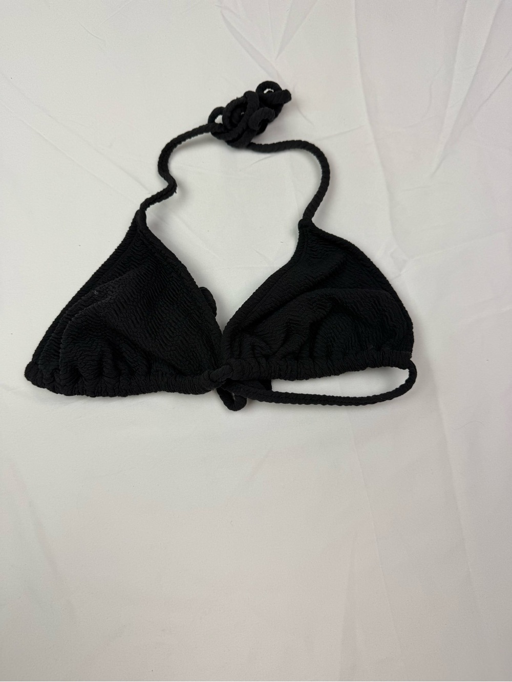 No Boundaries Black Textured Triangle Bikini Top